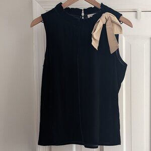 J.CREW Black Velvet Mock Neck Top w/ Bow
